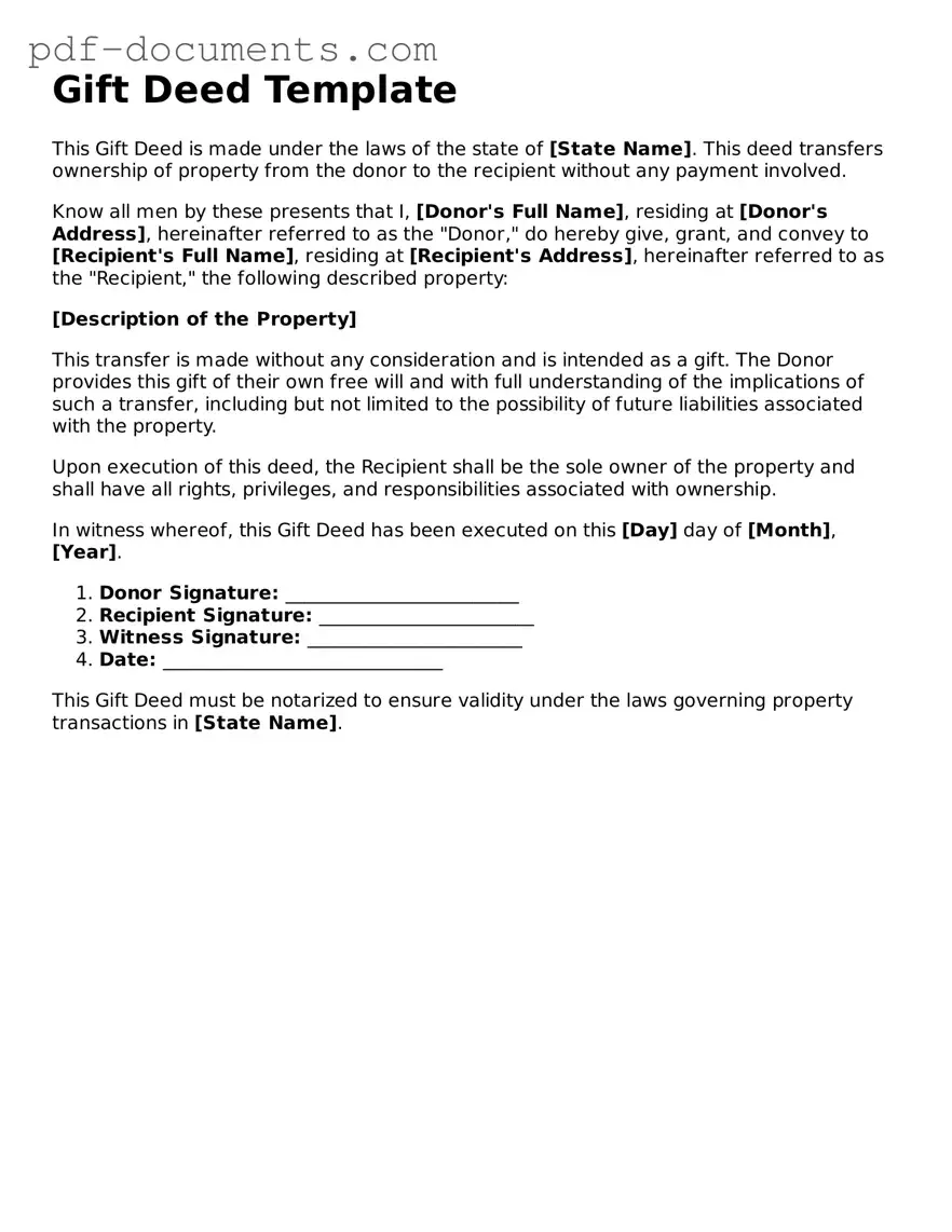 Printable Gift Deed Form