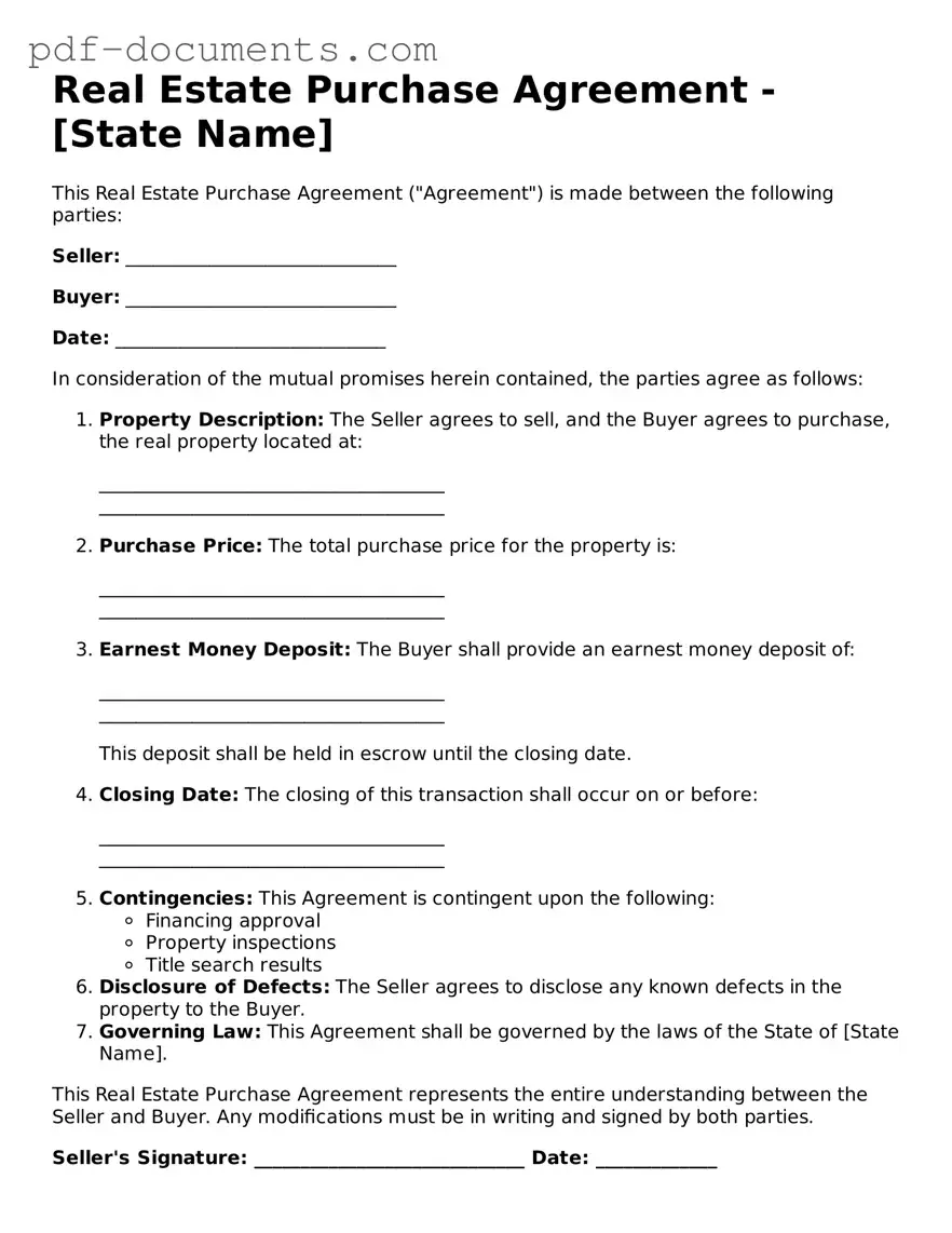 Printable Real Estate Purchase Agreement Form