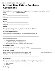 Legal Real Estate Purchase Agreement Template for the State of Arizona