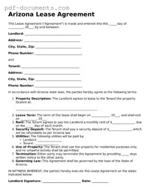 Legal Lease Agreement Template for the State of Arizona