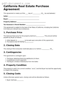 Legal Real Estate Purchase Agreement Template for the State of California