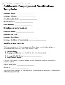Legal Employment Verification Template for the State of California
