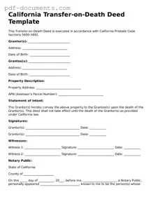 Legal Transfer-on-Death Deed Template for the State of California