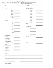 Download Cash Drawer Count Sheet Form