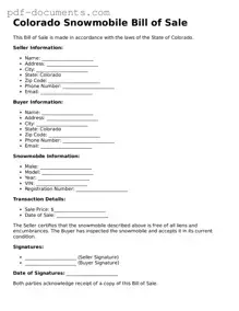 Legal Snowmobile Bill of Sale Template for the State of Colorado