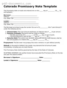 Legal Promissory Note Template for the State of Colorado