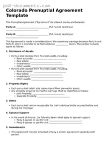 Legal Prenuptial Agreement Template for the State of Colorado