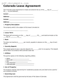 Legal Lease Agreement Template for the State of Colorado