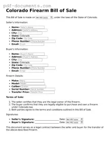 Legal Firearm Bill of Sale Template for the State of Colorado