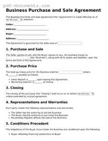 Printable Business Purchase and Sale Agreement Form