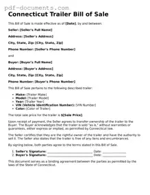 Legal Trailer Bill of Sale Template for the State of Connecticut