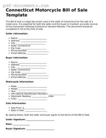 Legal Motorcycle Bill of Sale Template for the State of Connecticut
