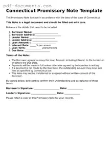 Legal Promissory Note Template for the State of Connecticut