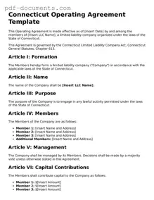 Legal Operating Agreement Template for the State of Connecticut