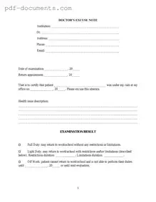 Download Doctors Excuse Note Form