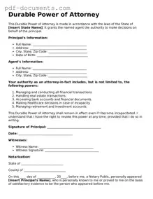 Printable Durable Power of Attorney Form