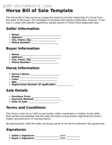 Printable Horse Bill of Sale Form