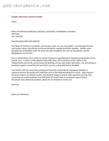 Download Emotional Support Animal Letter Form