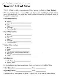 Printable Tractor Bill of Sale Form