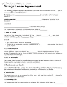 Printable Garage Lease Agreement Form
