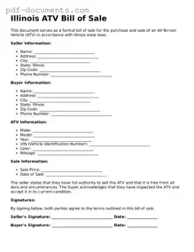 Legal ATV Bill of Sale Template for the State of Illinois