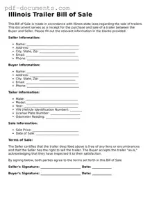 Legal Trailer Bill of Sale Template for the State of Illinois