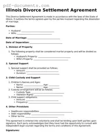 Legal Divorce Settlement Agreement Template for the State of Illinois
