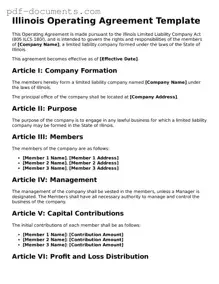 Legal Operating Agreement Template for the State of Illinois