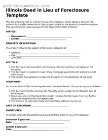 Legal Deed in Lieu of Foreclosure Template for the State of Illinois
