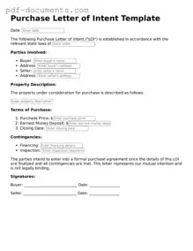 Printable Purchase Letter of Intent Form