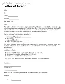 Printable Letter of Intent Form