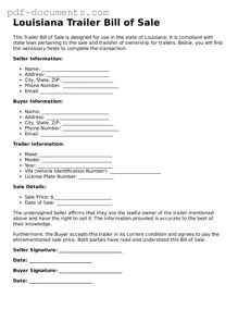 Legal Trailer Bill of Sale Template for the State of Louisiana