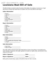Legal Boat Bill of Sale Template for the State of Louisiana