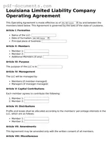 Legal Operating Agreement Template for the State of Louisiana