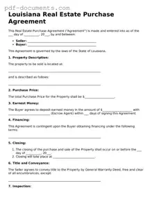 Legal Real Estate Purchase Agreement Template for the State of Louisiana