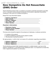 Legal Do Not Resuscitate Order Template for the State of New Hampshire