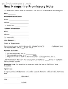 Legal Promissory Note Template for the State of New Hampshire