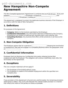 Legal Non-compete Agreement Template for the State of New Hampshire