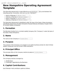 Legal Operating Agreement Template for the State of New Hampshire