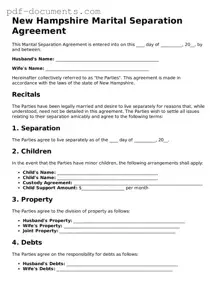 Legal Marital Separation Agreement Template for the State of New Hampshire