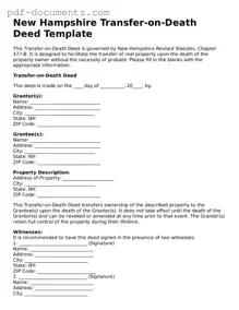 Legal Transfer-on-Death Deed Template for the State of New Hampshire