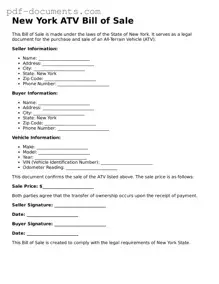 Legal ATV Bill of Sale Template for the State of New York