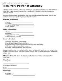 Legal Power of Attorney Template for the State of New York