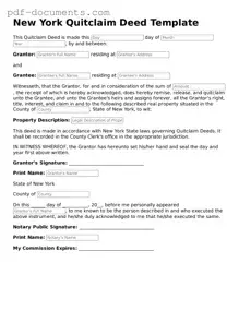 Legal Quitclaim Deed Template for the State of New York