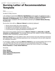 Printable Nursing Letter of Recommendation Form