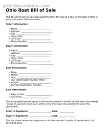Legal Boat Bill of Sale Template for the State of Ohio
