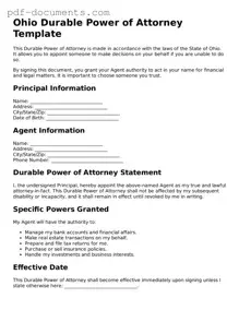 Legal Durable Power of Attorney Template for the State of Ohio