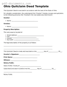 Legal Quitclaim Deed Template for the State of Ohio