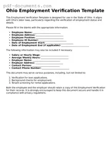 Legal Employment Verification Template for the State of Ohio