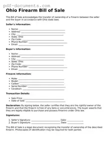 Legal Firearm Bill of Sale Template for the State of Ohio